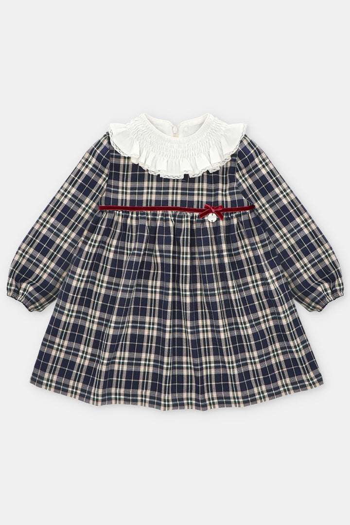 "Eva" Navy Tartan Dress