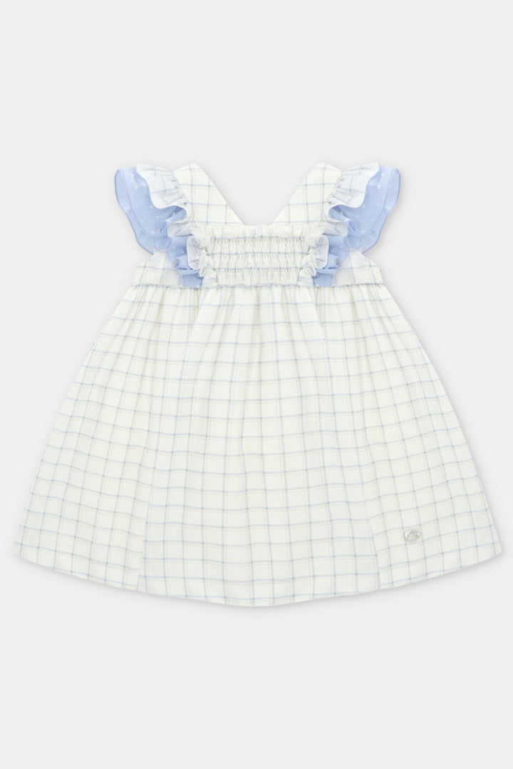 "Cecily" Sky Blue Checked Dress