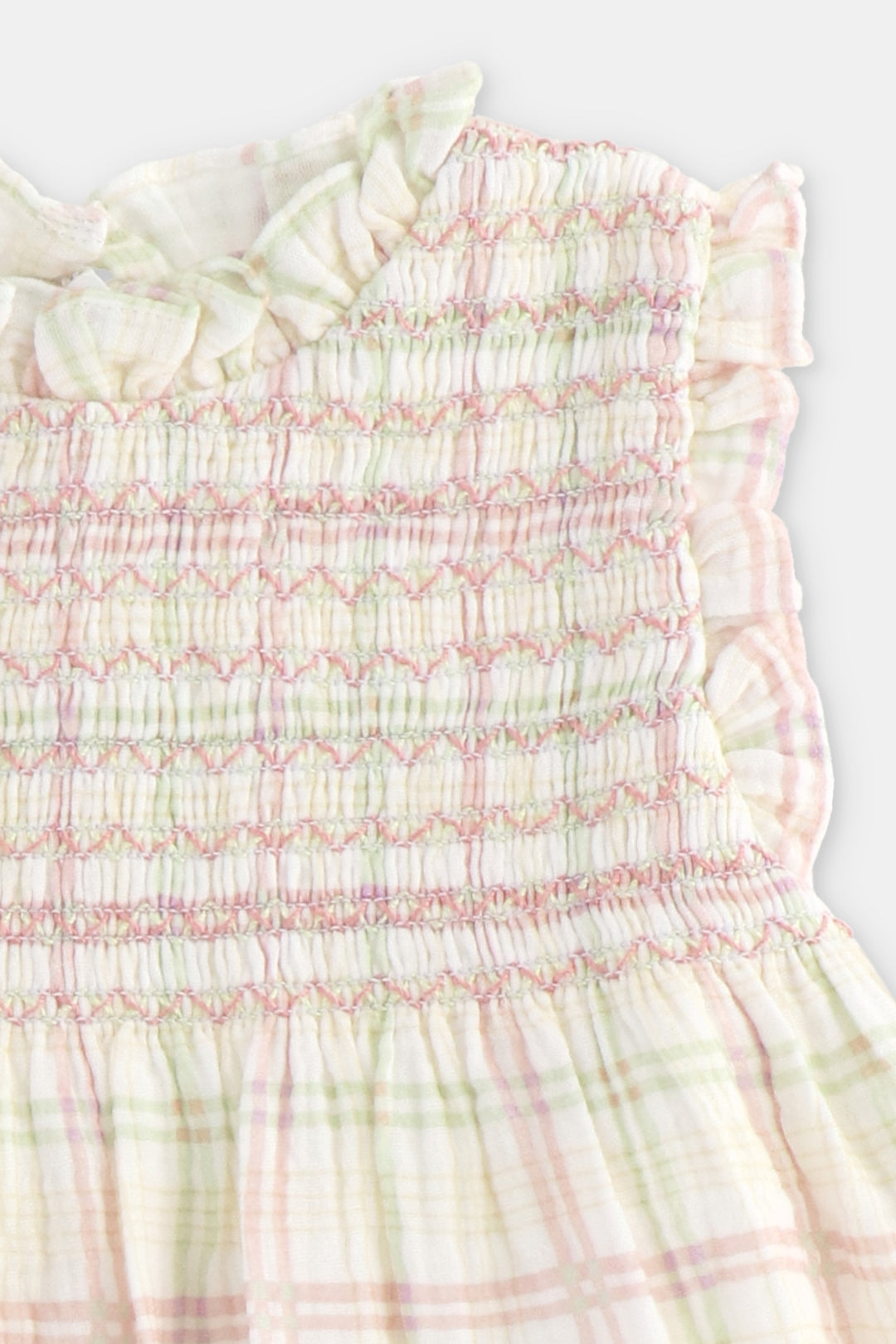 "Marigold" Pastel Check Smocked Dress