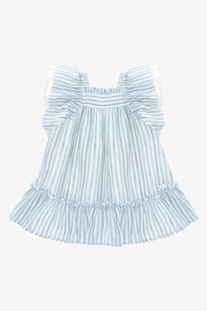 "Dahlia" Dusky Blue Striped Dress