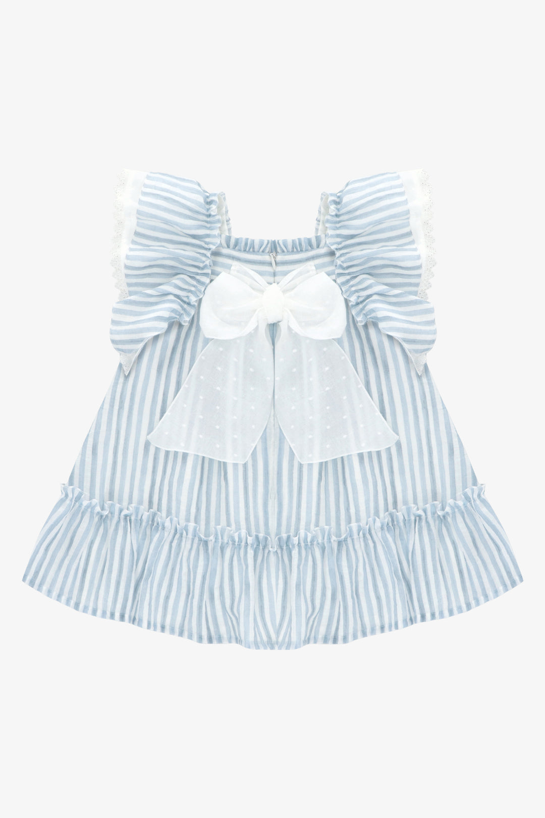 "Dahlia" Dusky Blue Striped Dress
