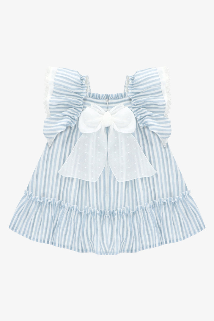 "Dahlia" Dusky Blue Striped Dress
