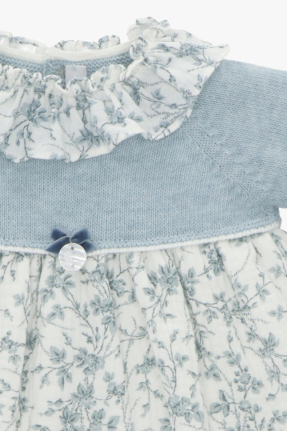 Martín Aranda "Ariyah" Blue Half Knit Floral Dress | Millie and John