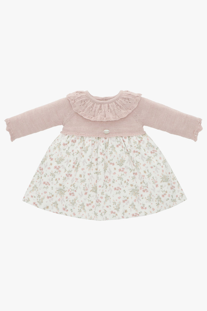 Martín Aranda "Paloma" Pale Rose Half Knit Floral Dress | Millie and John