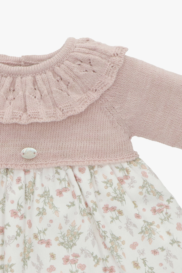 Martín Aranda "Paloma" Pale Rose Half Knit Floral Dress | Millie and John