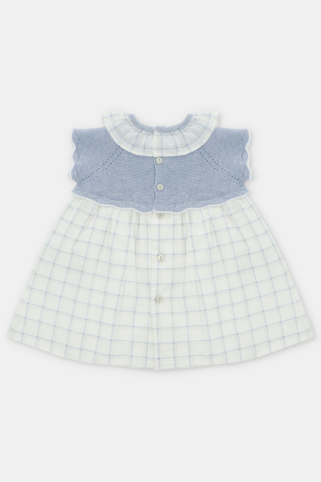 PREORDER "Rosalind" Sky Blue Half Knit Checked Dress