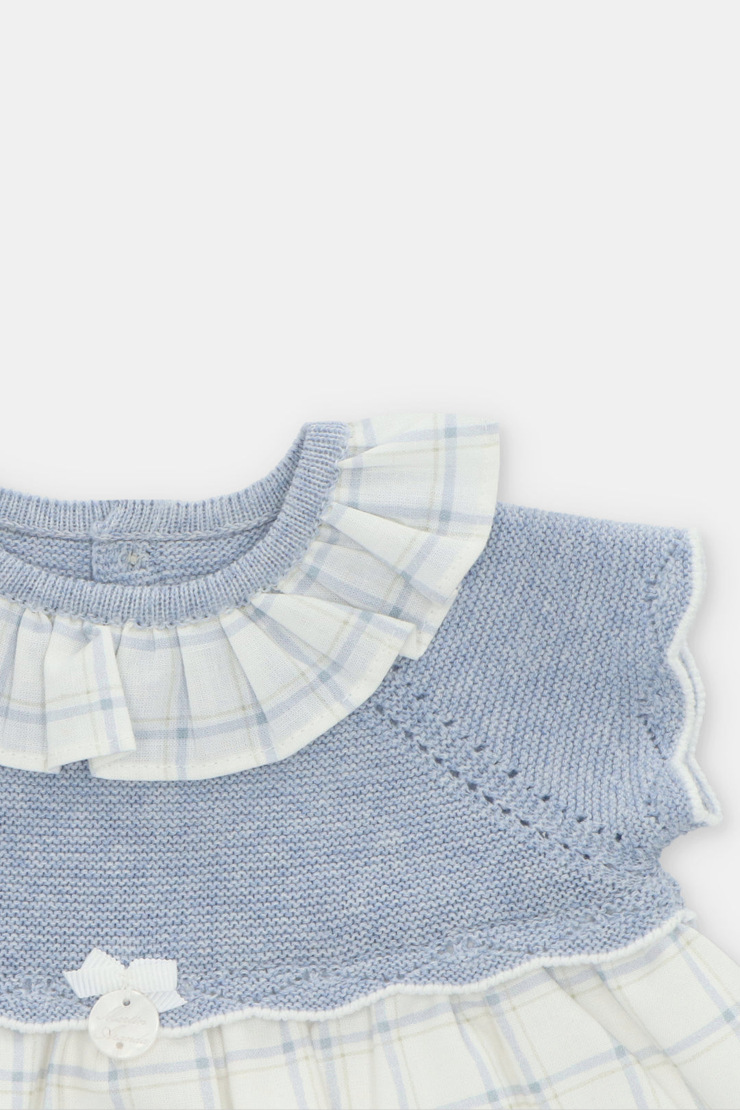 PREORDER "Rosalind" Sky Blue Half Knit Checked Dress