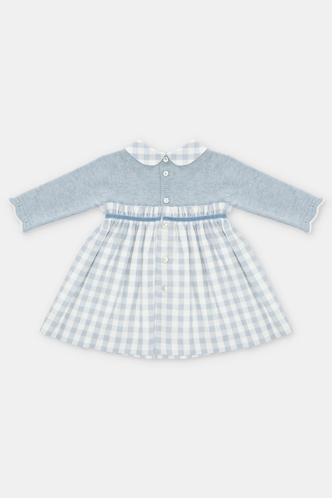 "Alice" Powder Blue Half Knit Gingham Dress