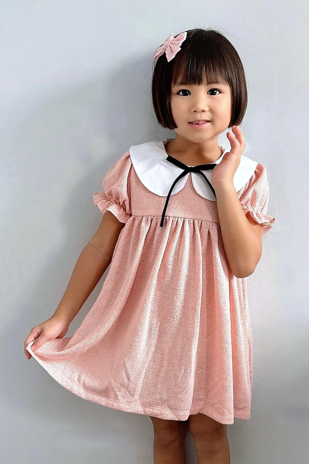 Native Youth collar smock dress in neon pink stripe