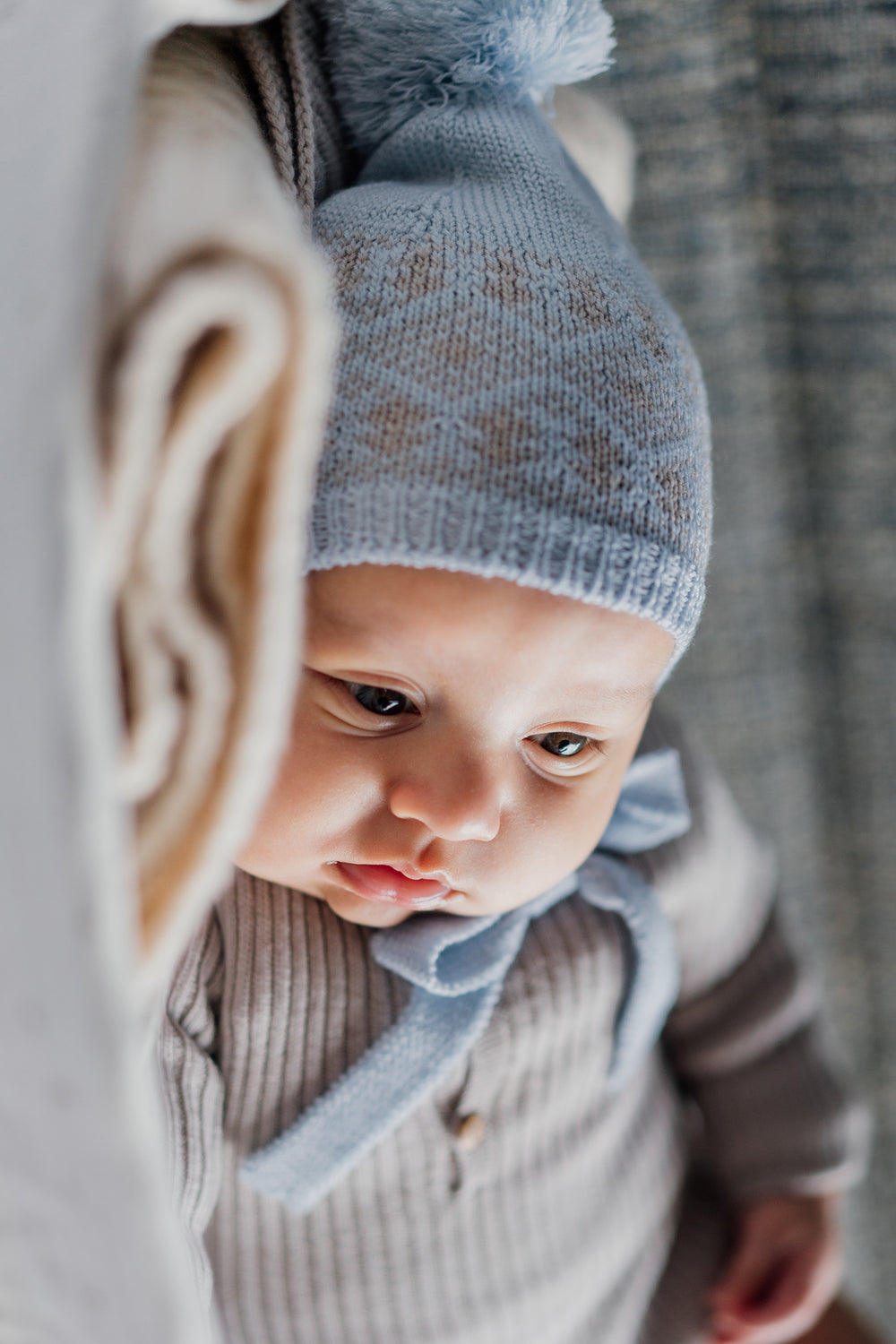 Wedoble Baby Blue Merino Wool Pom Pom Hat | Millie and John