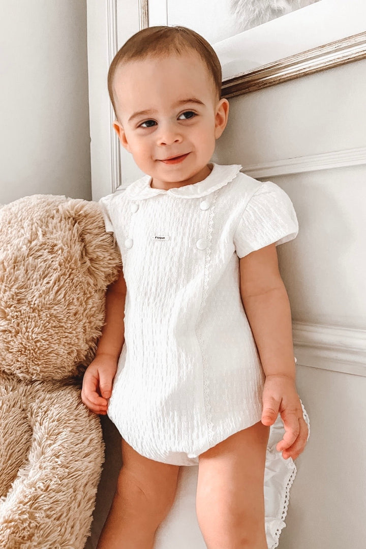 Foque "Lux" Ivory Cotton Romper | Millie and John