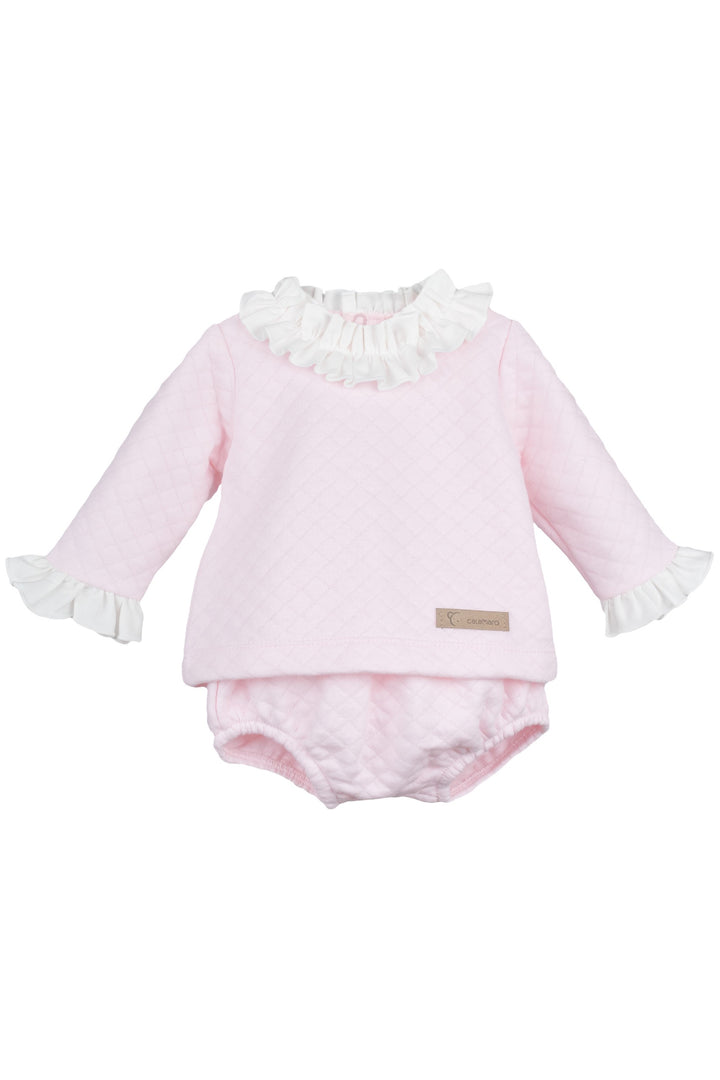 "Maeve" Pink Diamond Stitch Top & Bloomers