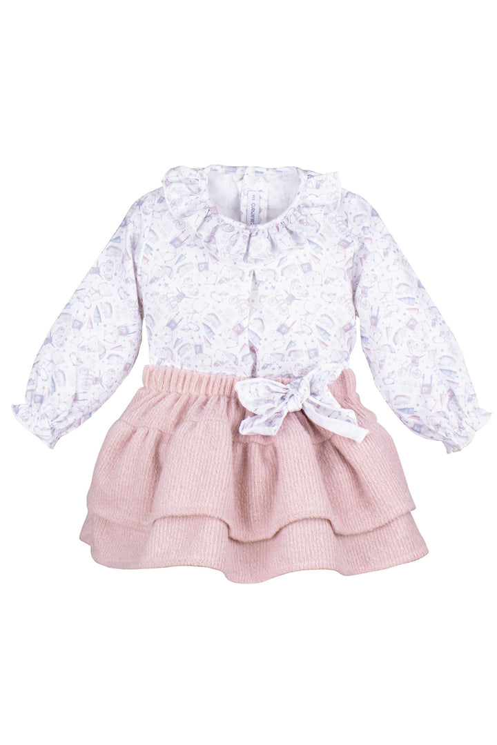 "Scarlett" Dusky Pink Chenille Jumper, Blouse & Skirt