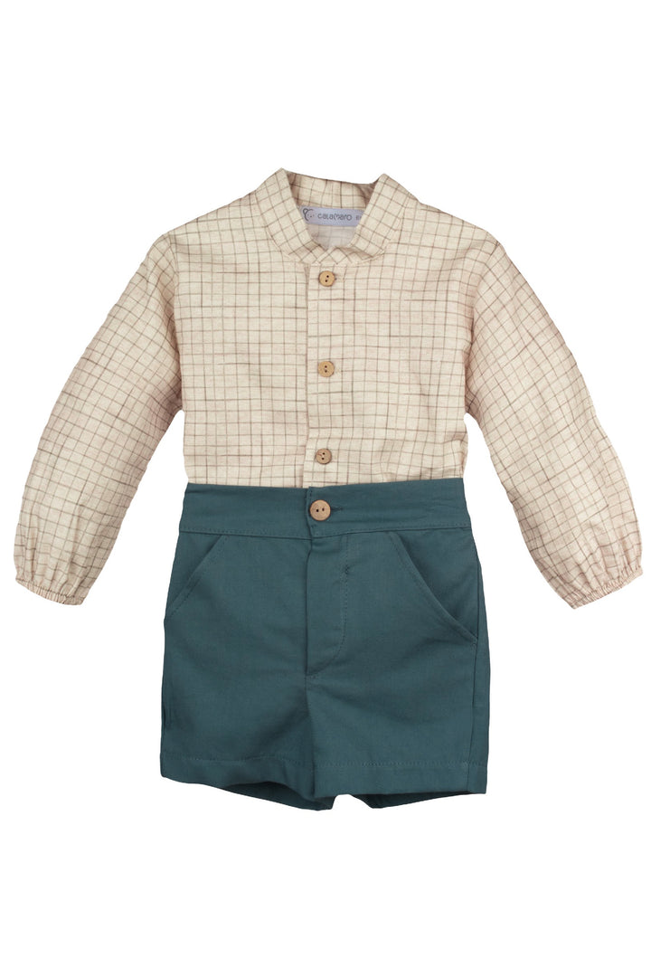 "Otis" Linen Shirt & Teal Shorts