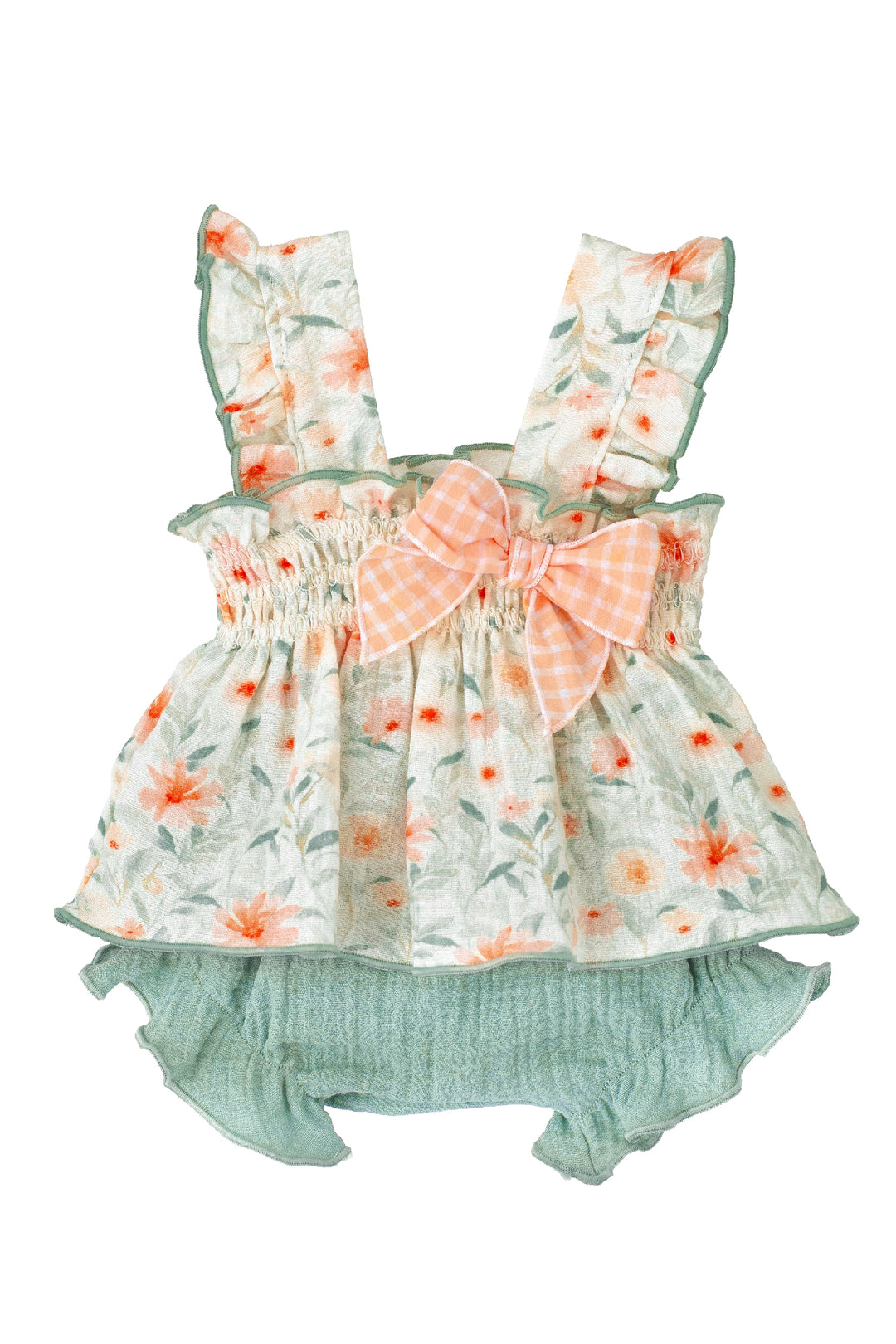 "Ember" Sage Green Watercolour Floral Top & Bloomers