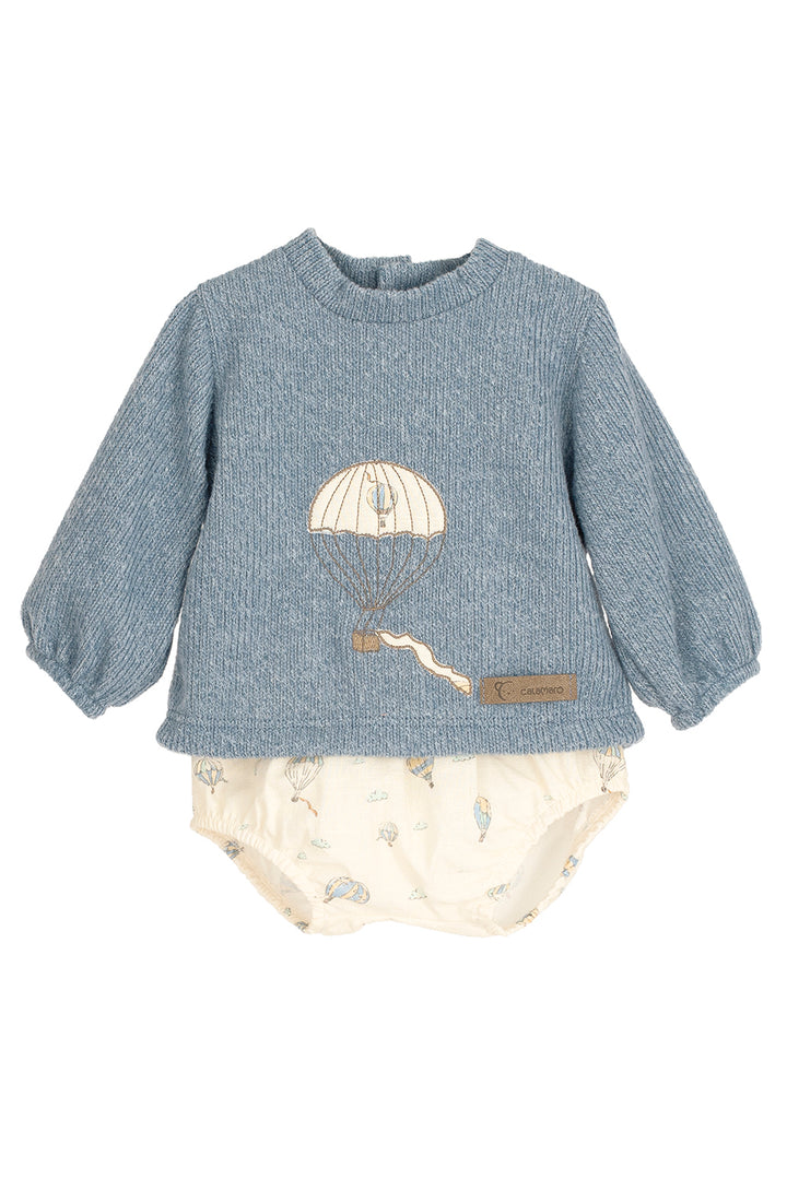 Calamaro PREORDER "Jude" Dusky Blue Chenille Hot Air Balloon Top & Jam Pants | Millie and John