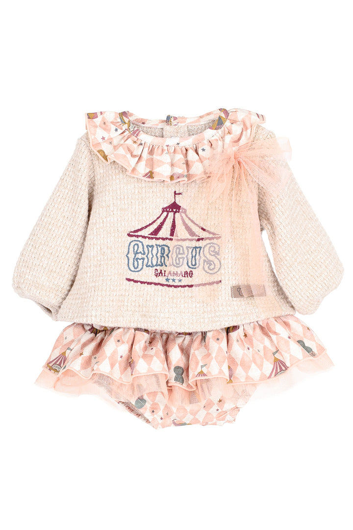 PREORDER "Tallulah" Stone & Dusky Peach Chenille Circus Top & Skort