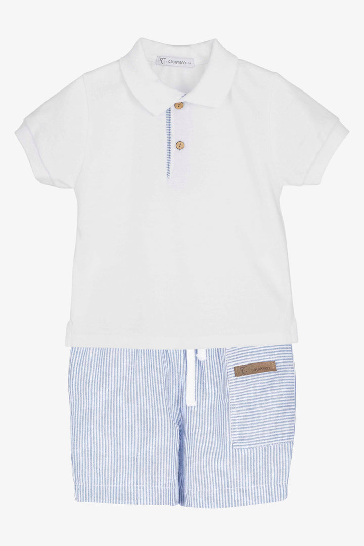PREORDER 🛑 "Jasper" Blue Striped Polo Shirt + Shorts