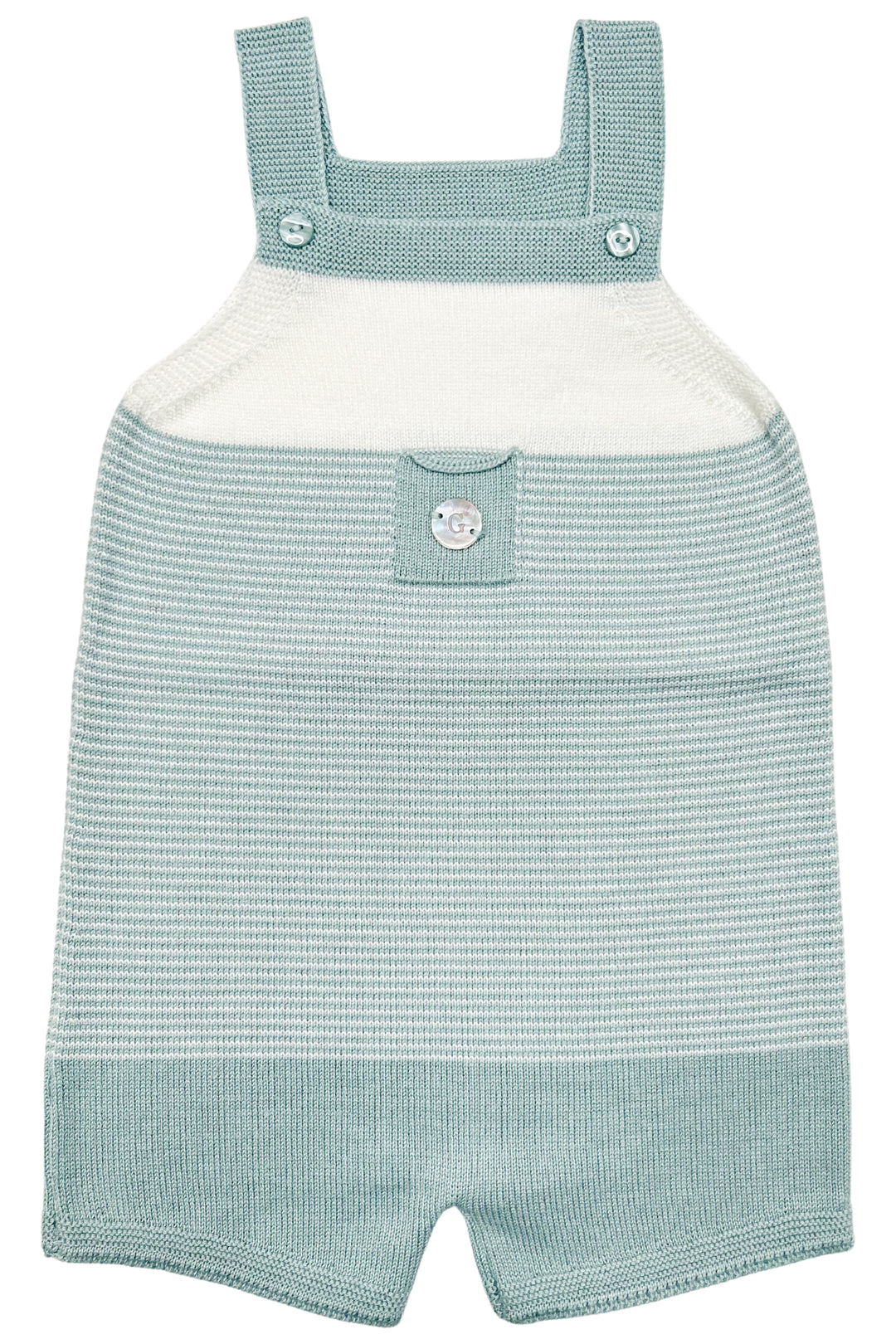 Granlei "Jagger" Teal Striped Knit Dungarees | Millie and John
