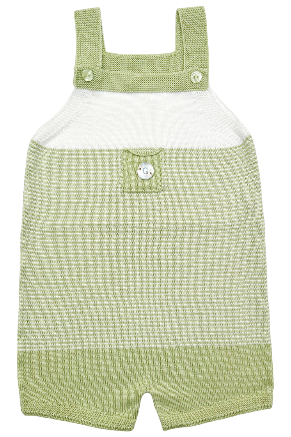 Granlei "Jagger" Pistachio Striped Knit Dungarees | Millie and John