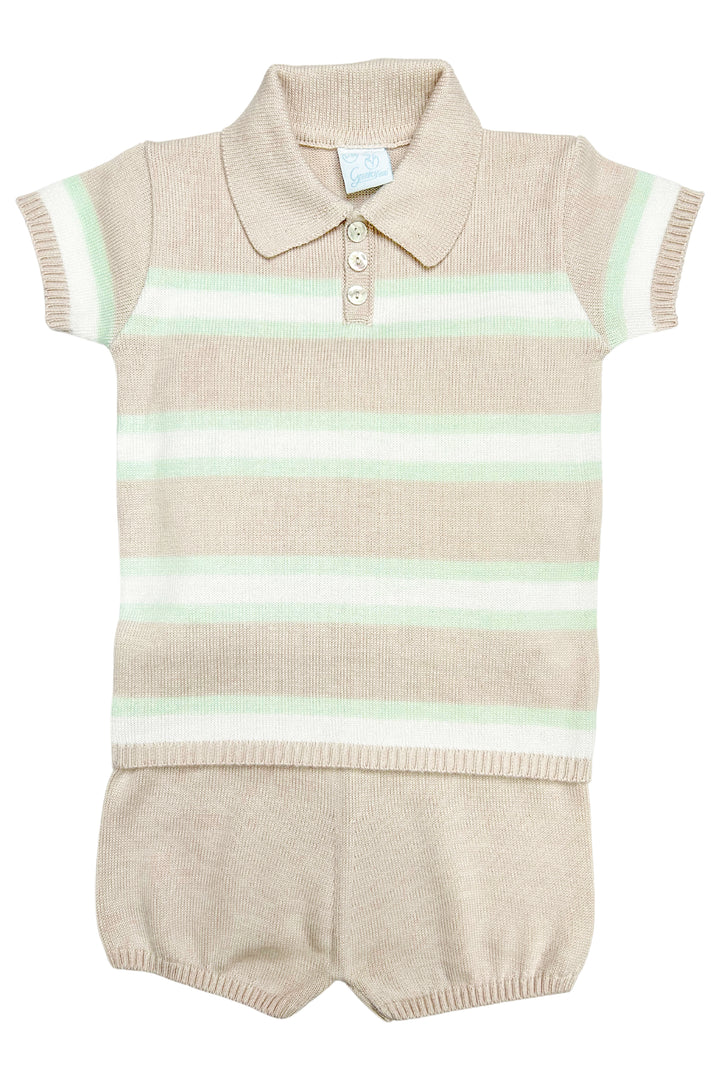 Granlei "Jude" Stone, Mint & White Stripe Knit Top & Shorts | Millie and John