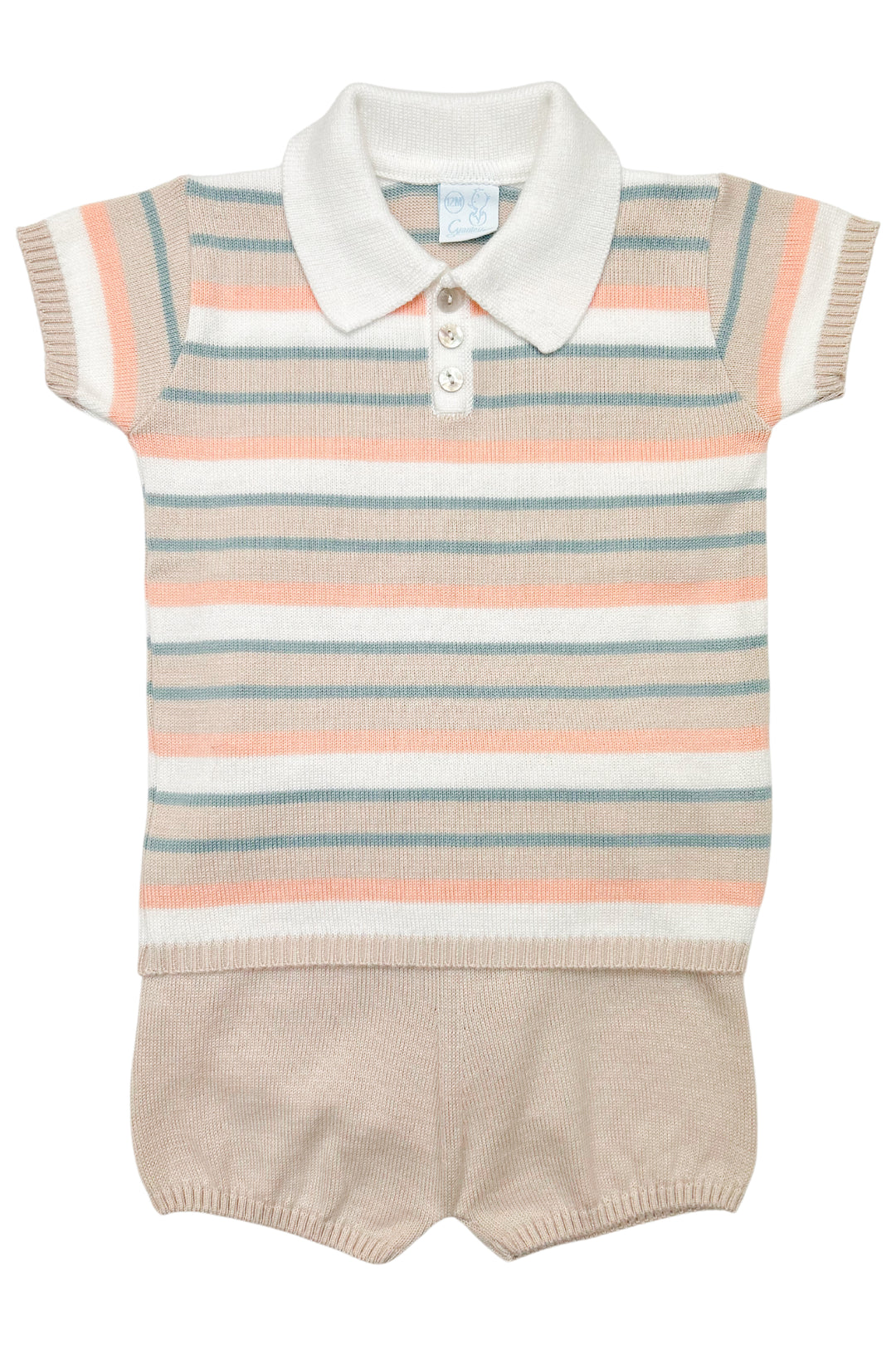 Granlei "Jude" Stone, Peach & Teal Stripe Knit Top & Shorts | Millie and John
