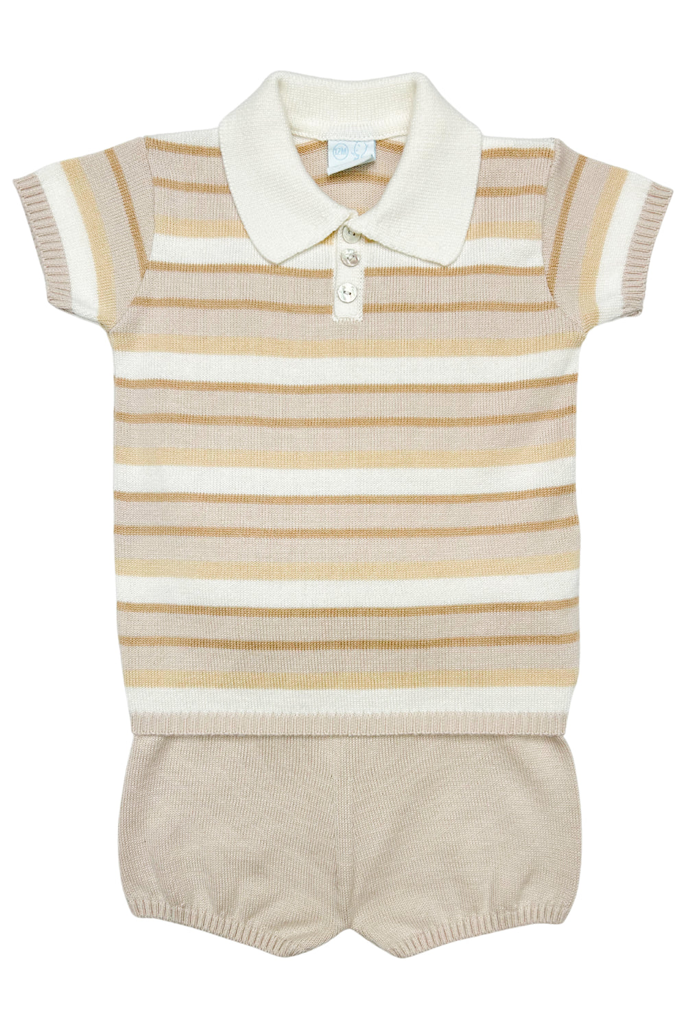 Granlei "Jude" Stone, Beige & Camel Stripe Knit Top & Shorts | Millie and John