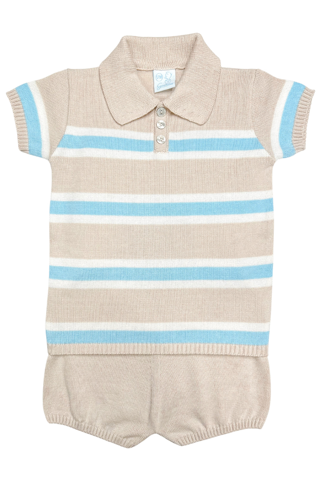 Granlei "Jude" Stone, Cloud Blue & White Stripe Knit Top & Shorts | Millie and John
