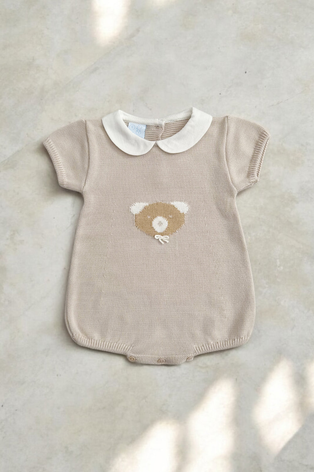 Granlei "Teddy" Stone Knitted Bear Romper | Millie and John