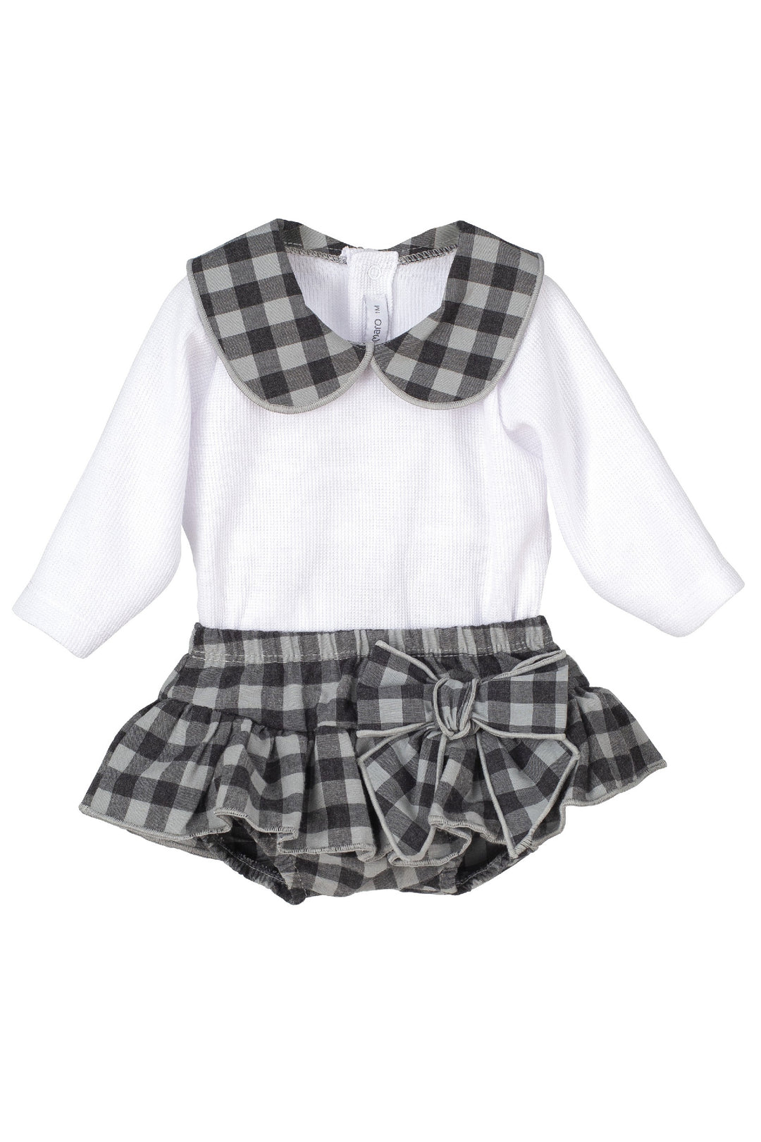 Calamaro "Indie" Charcoal Checked Blouse & Bloomers | Millie and John