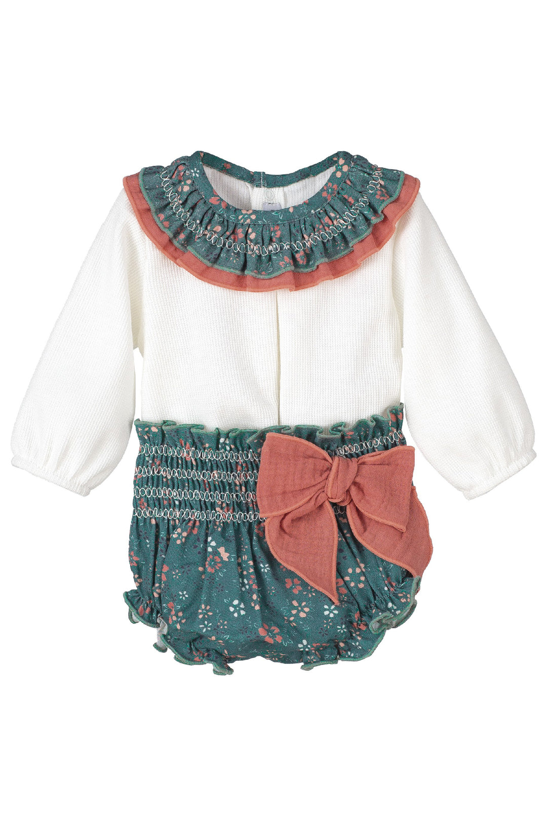 Calamaro "Maia" Teal Floral Blouse & Bloomers | Millie and John