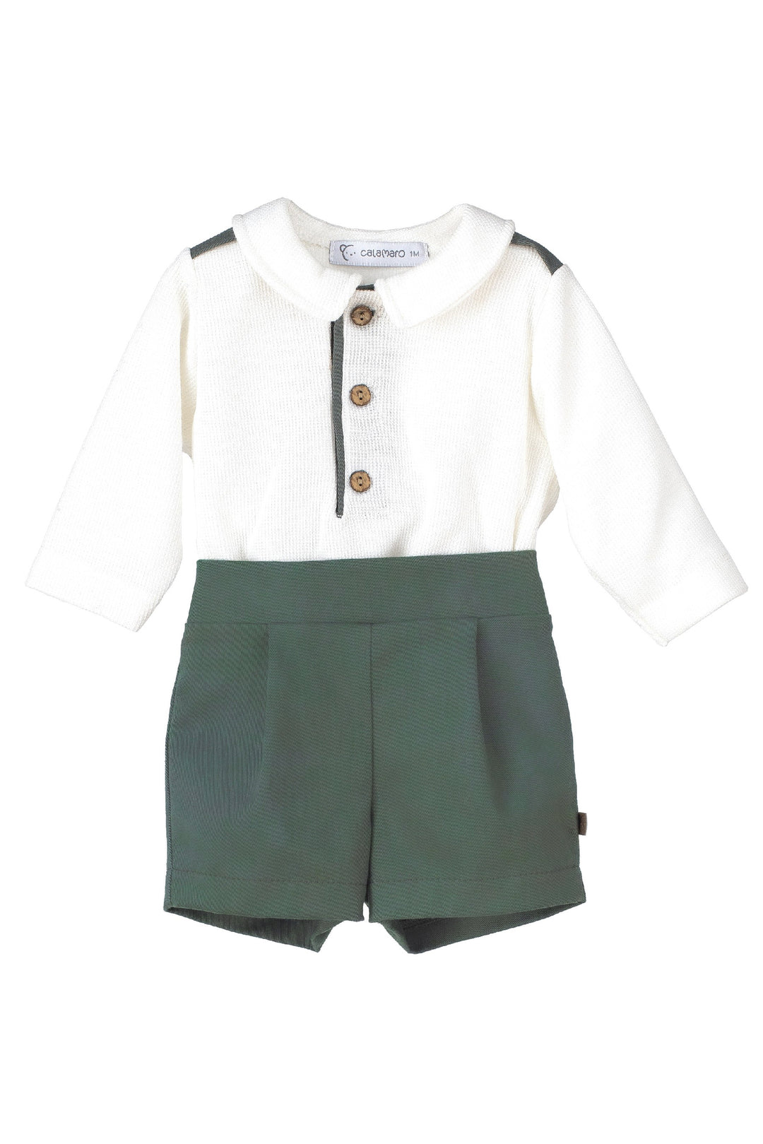 Calamaro "Levi" White Shirt & Khaki Shorts | Millie and John