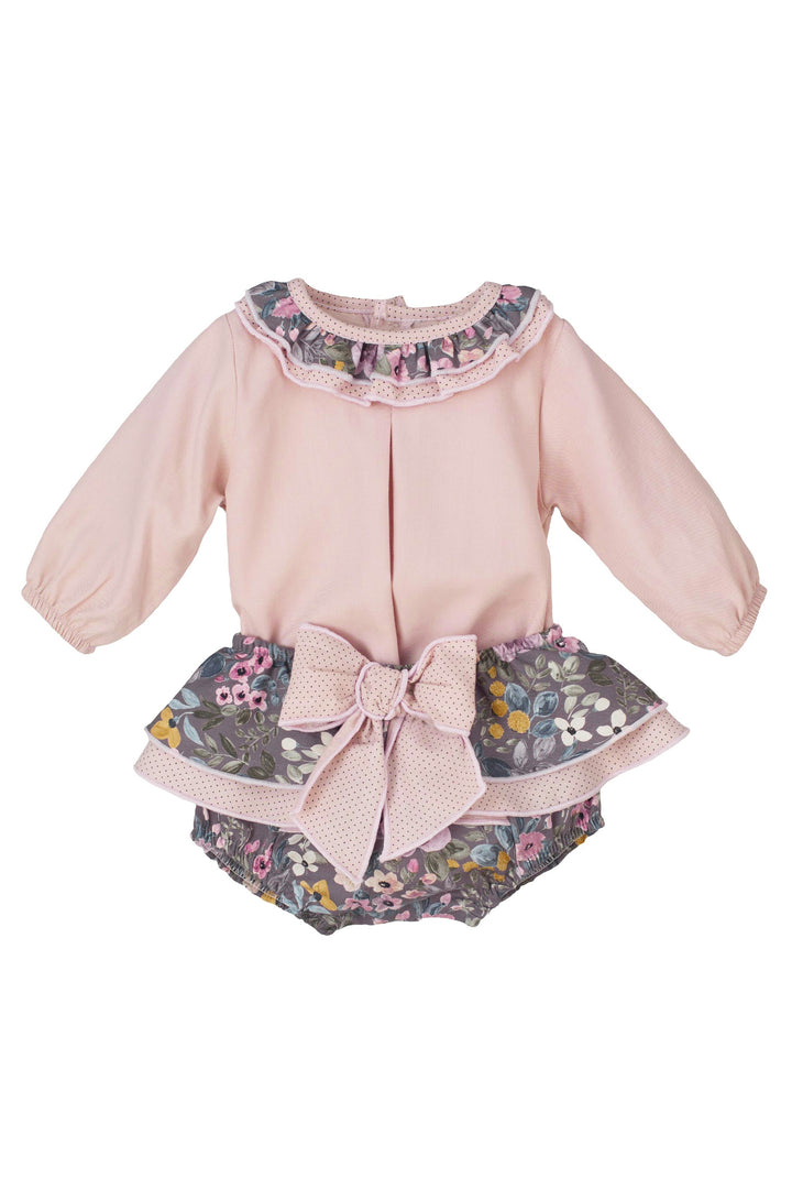 Calamaro Excellentt "Adriana" Dusky Pink Floral Blouse & Bloomers | Millie and John