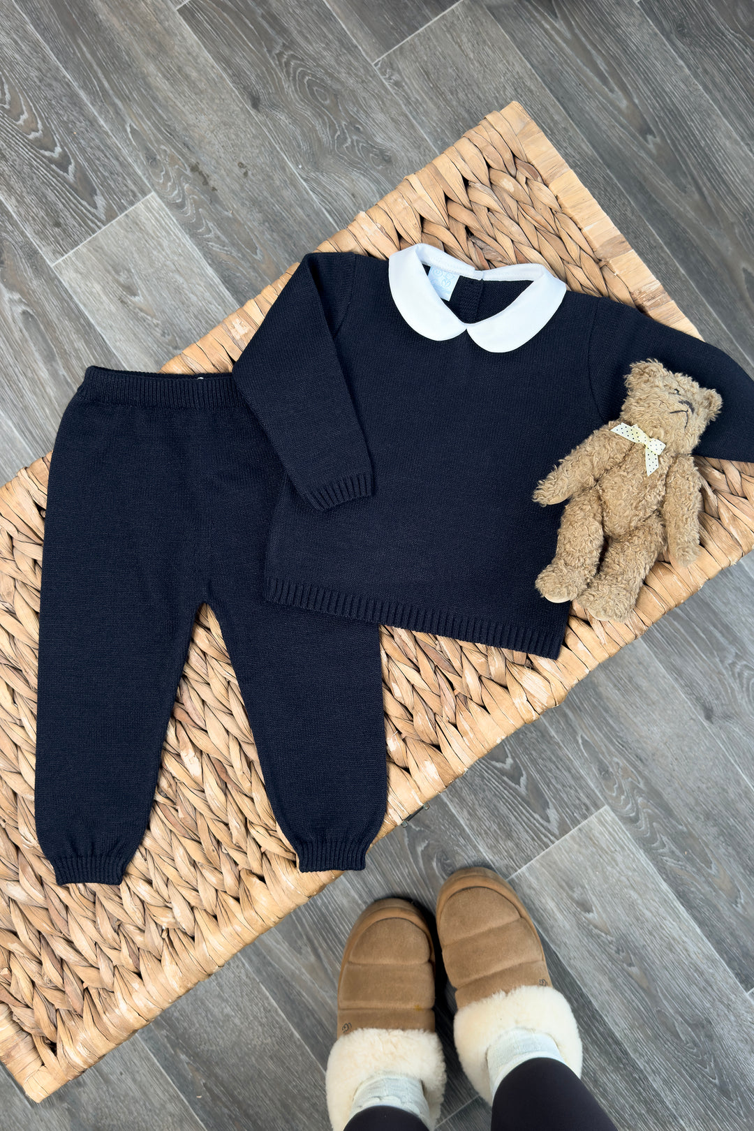 "Freddie" Navy Knitted Top & Trousers
