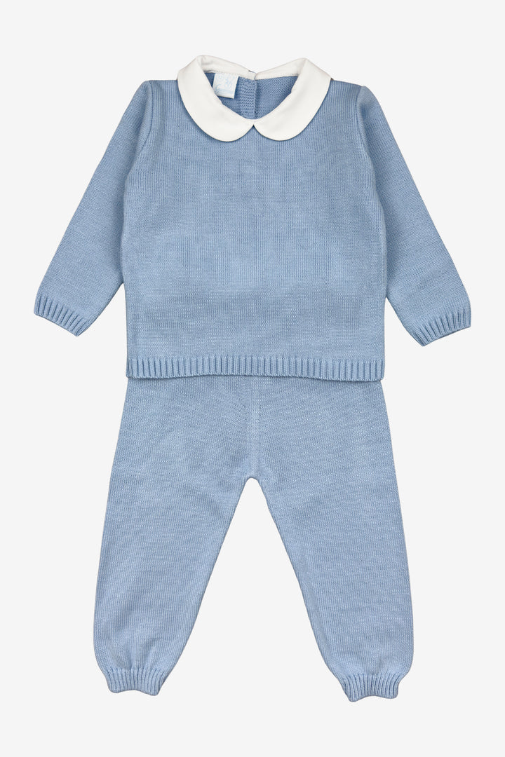 "Freddie" Dusky Blue Knitted Top & Trousers
