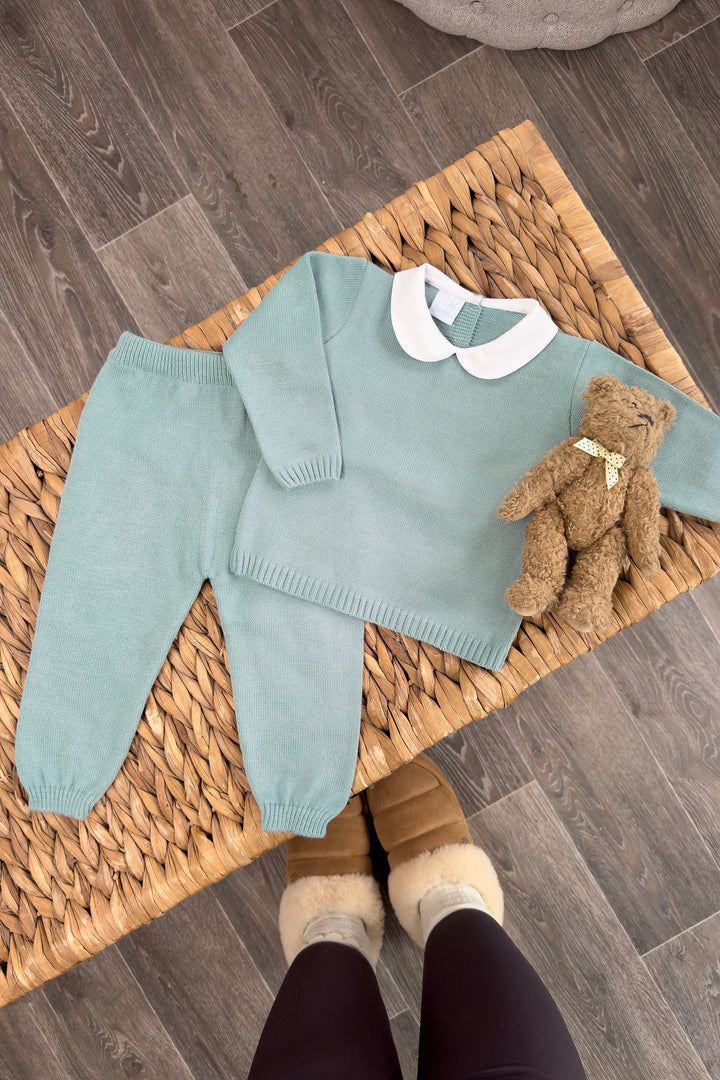 "Freddie" Sage Green Knitted Top & Trousers