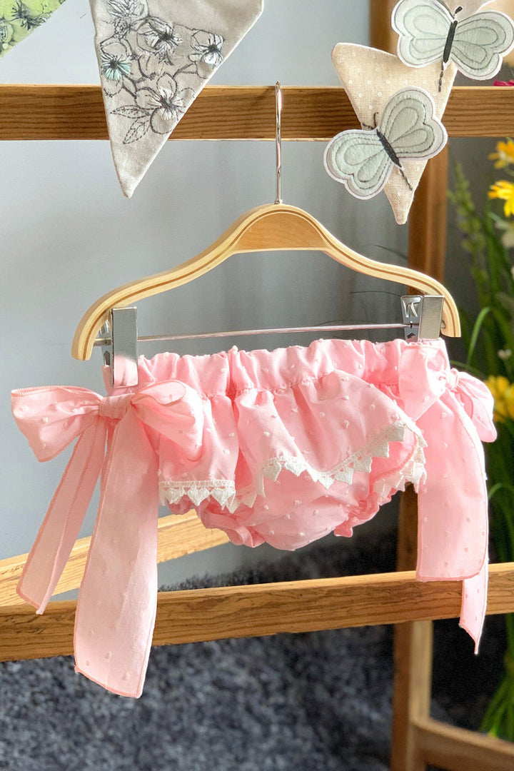 Phi Pink Plumeti Dot Bow Bloomers | Millie and John