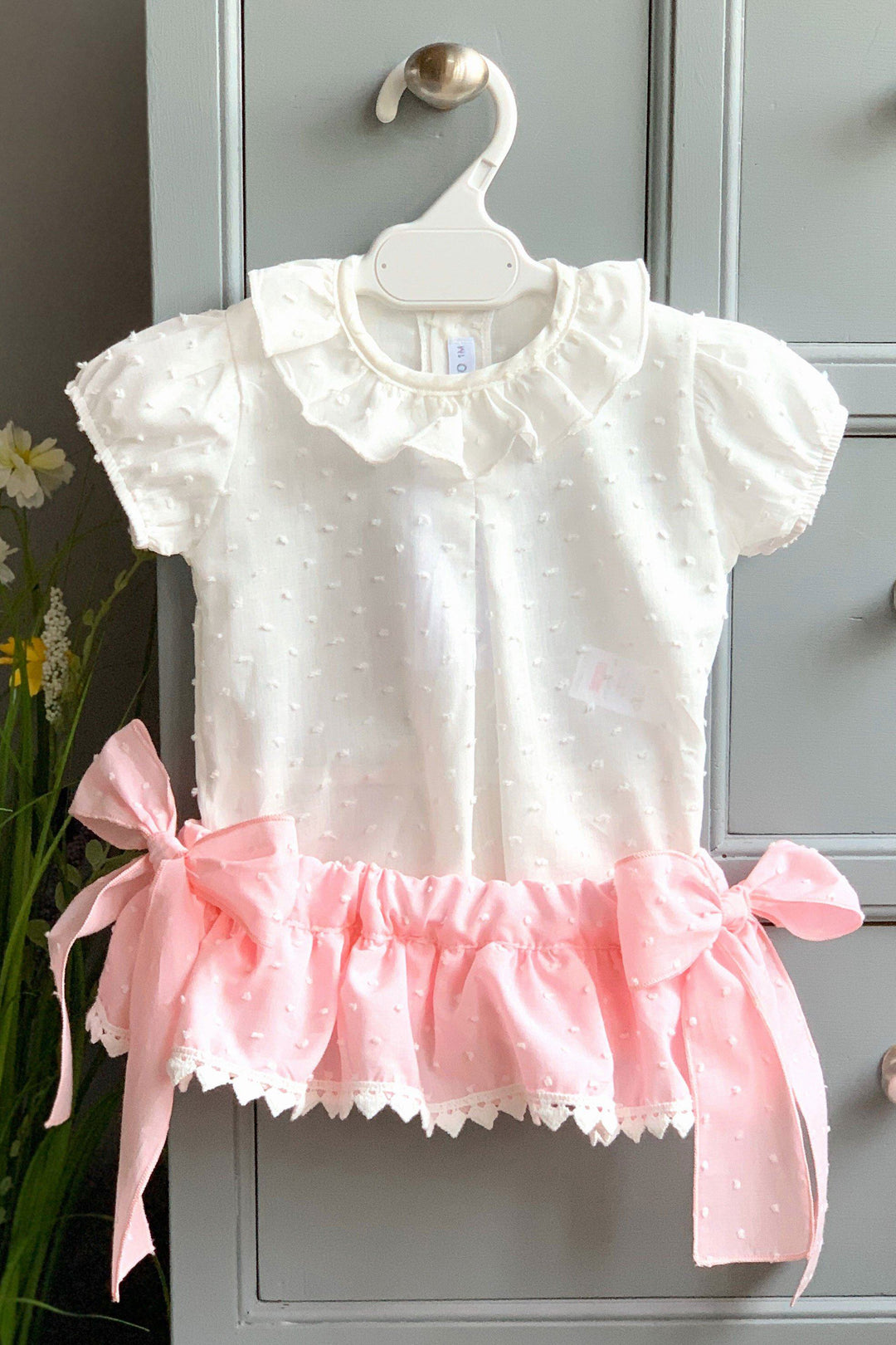 Phi Pink Plumeti Dot Bow Bloomers | Millie and John