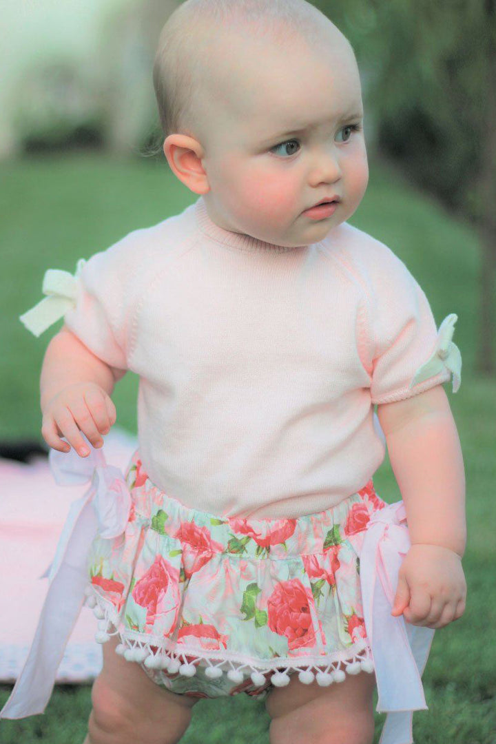 Phi Rose Print Bow Bloomers | Millie and John