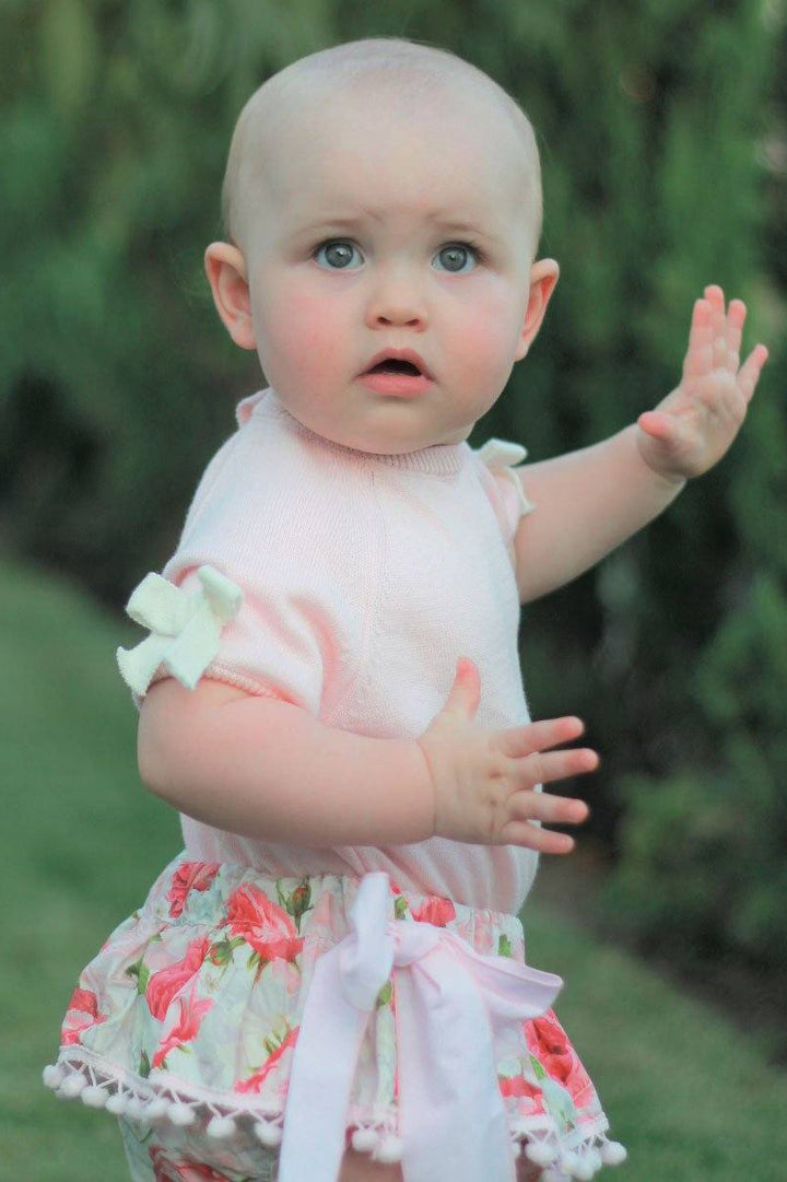 Phi Rose Print Bow Bloomers | Millie and John