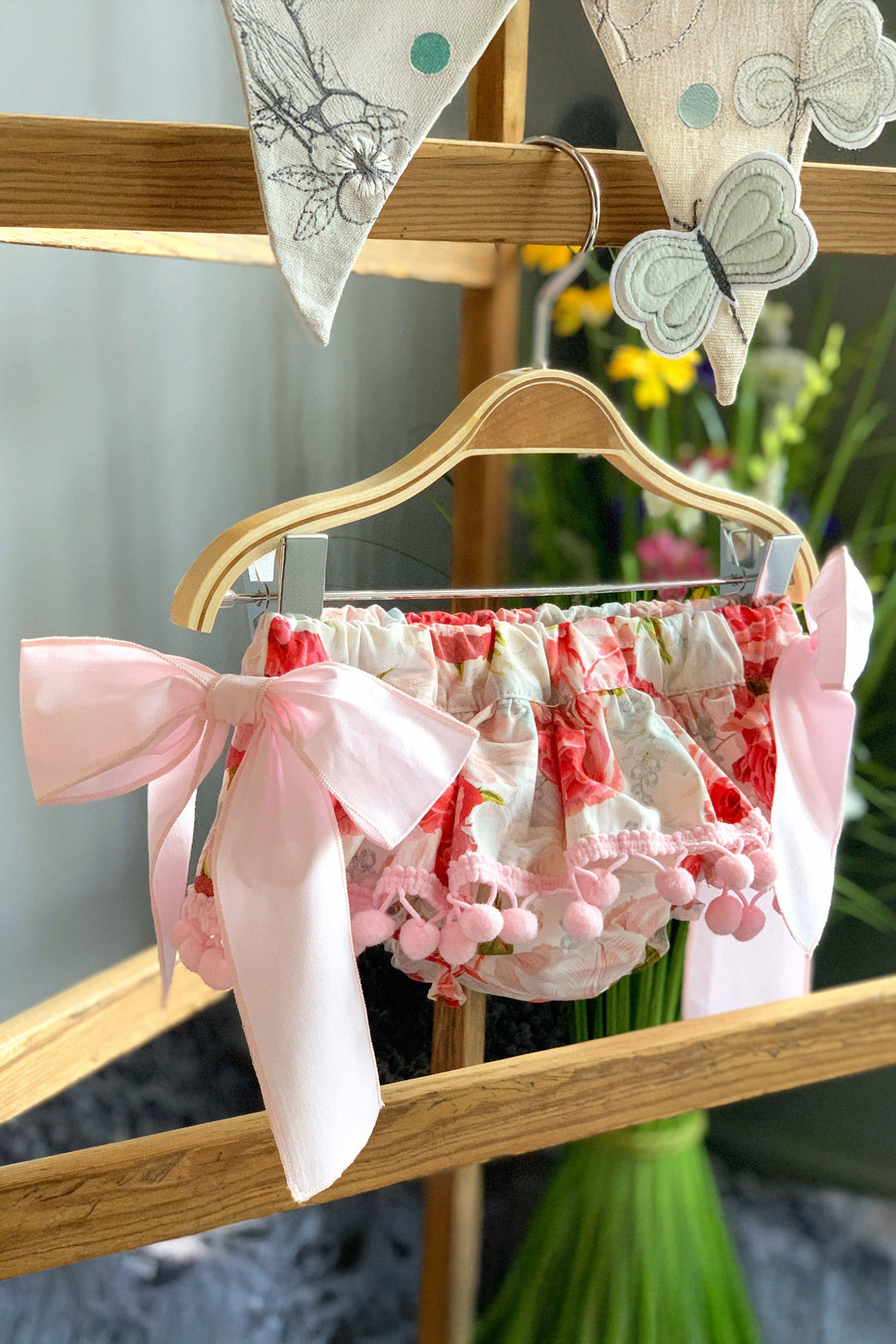 Phi Rose Print Bow Bloomers | Millie and John