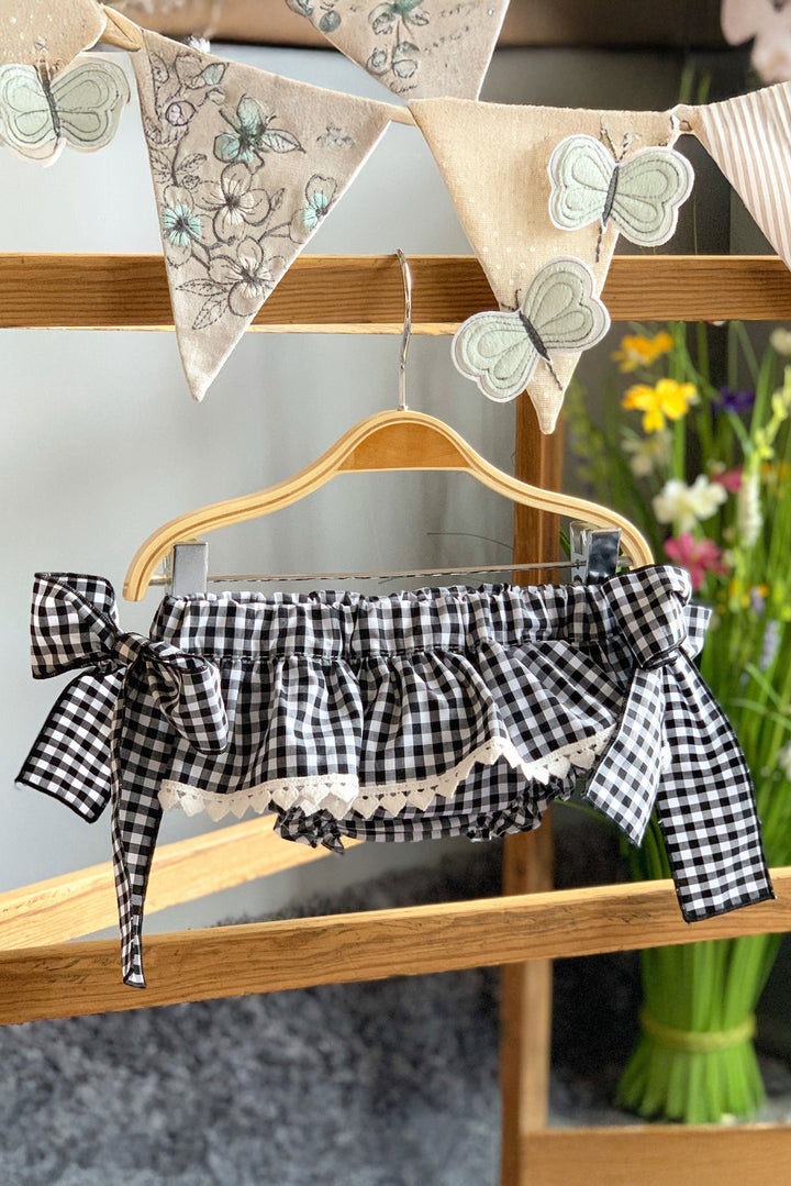 Phi Black Gingham Bow Bloomers | Millie and John