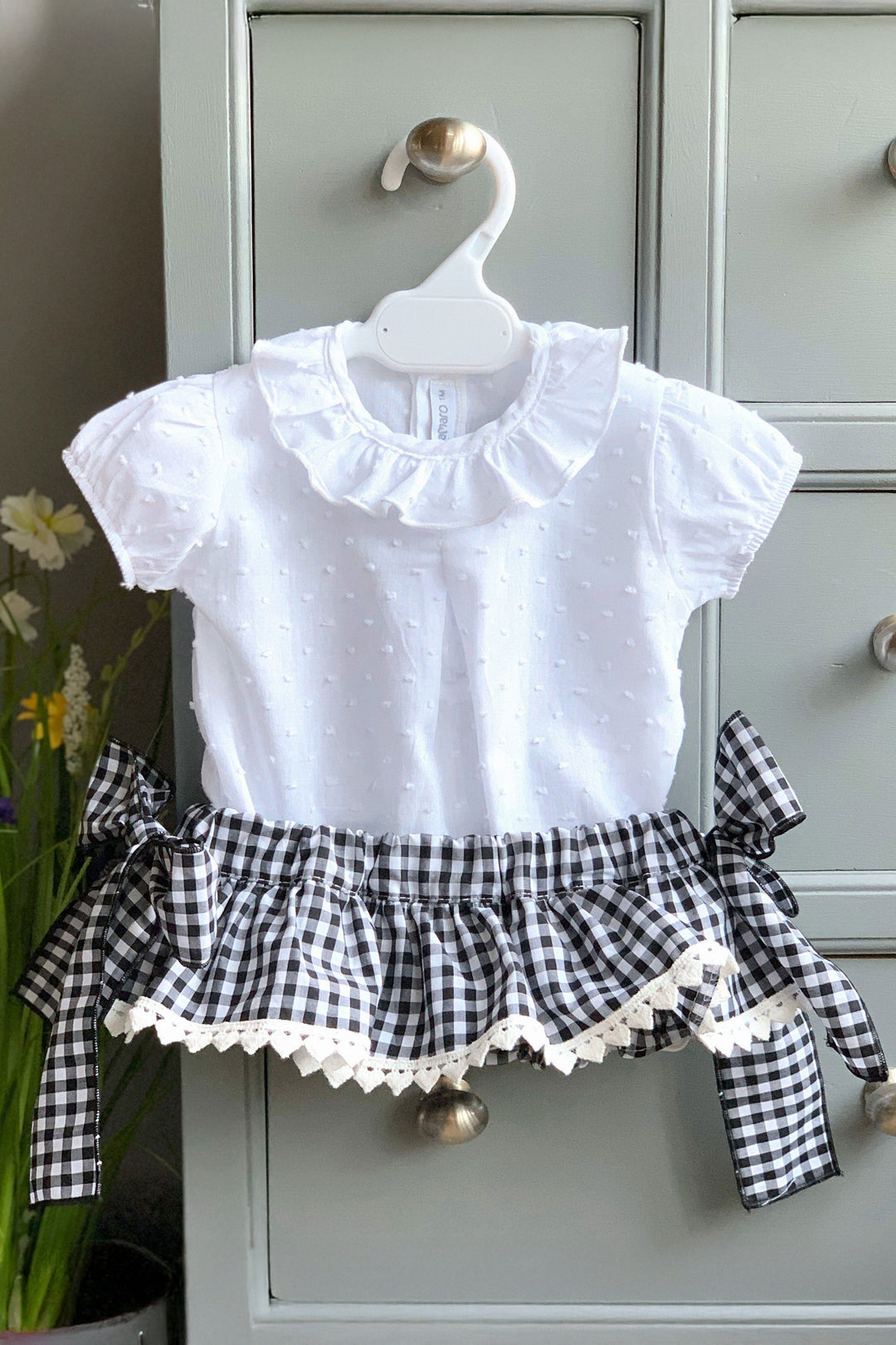 Phi Black Gingham Bow Bloomers | Millie and John