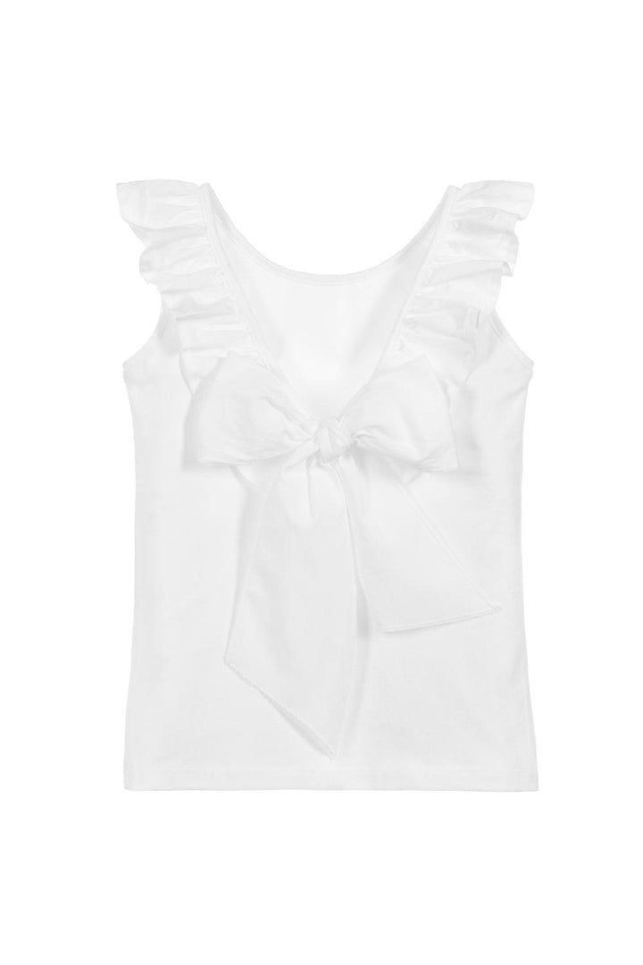 White Ruffle Bow Vest