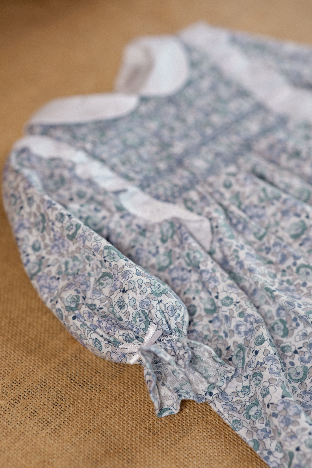 "Evangeline" Dusky Blue Floral Smocked Dress