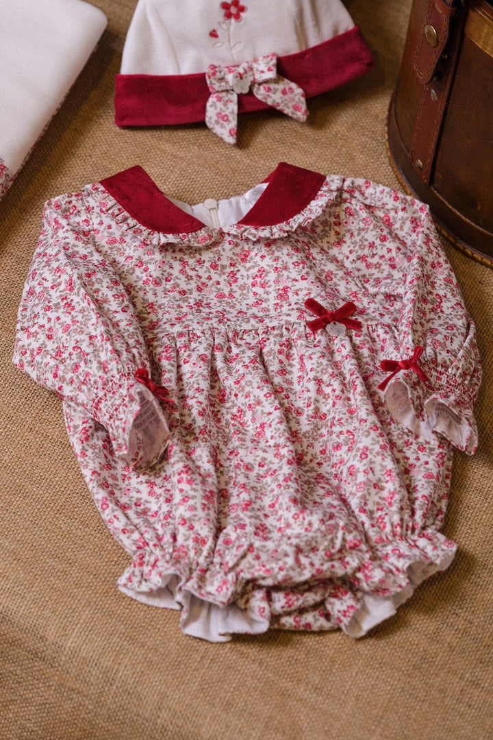 PREORDER "Anastasia" Red Vintage Floral Romper
