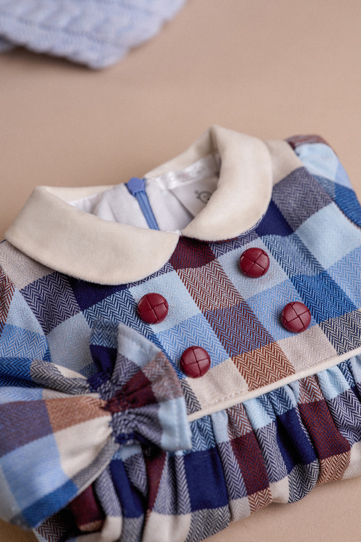"Rosalind" Blue & Brown Heritage Check Dress