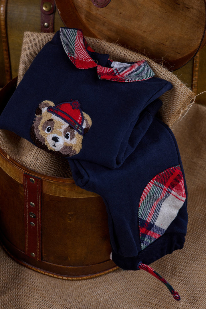 PREORDER "Ewan" Navy Tartan Bear Tracksuit