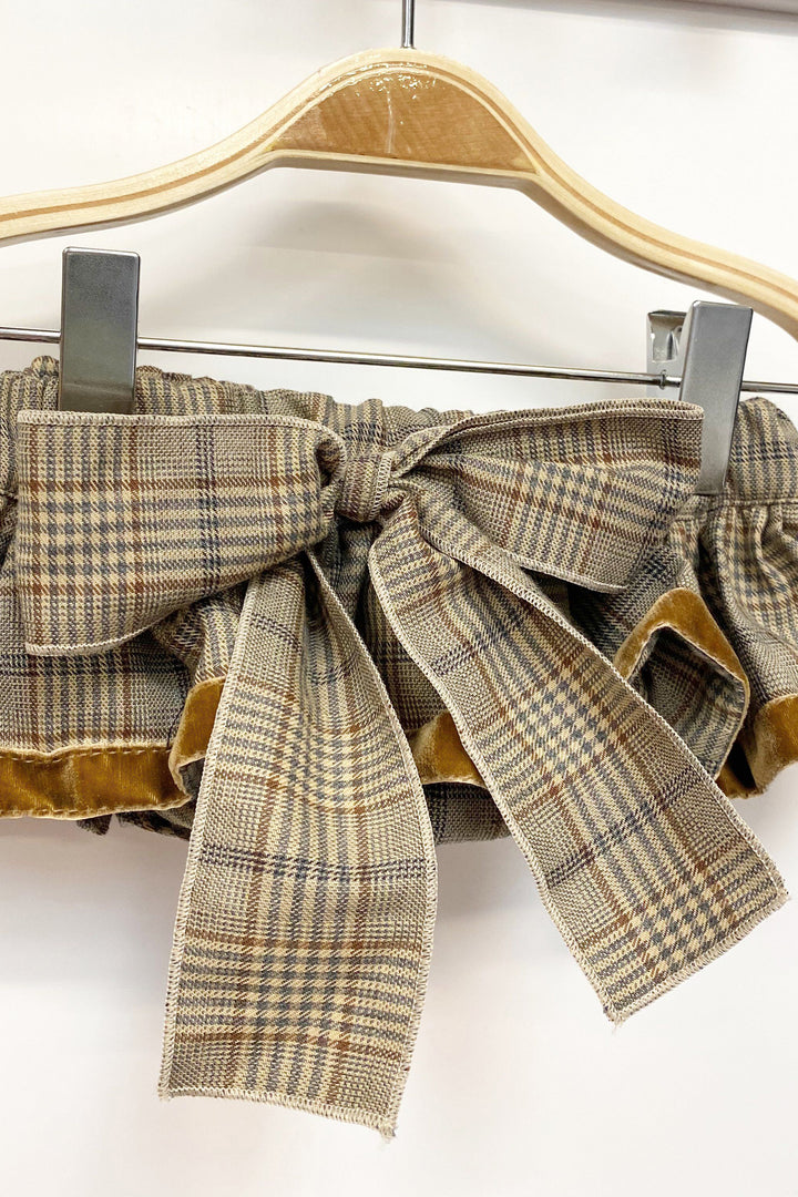Beige Tartan Bow Bloomers