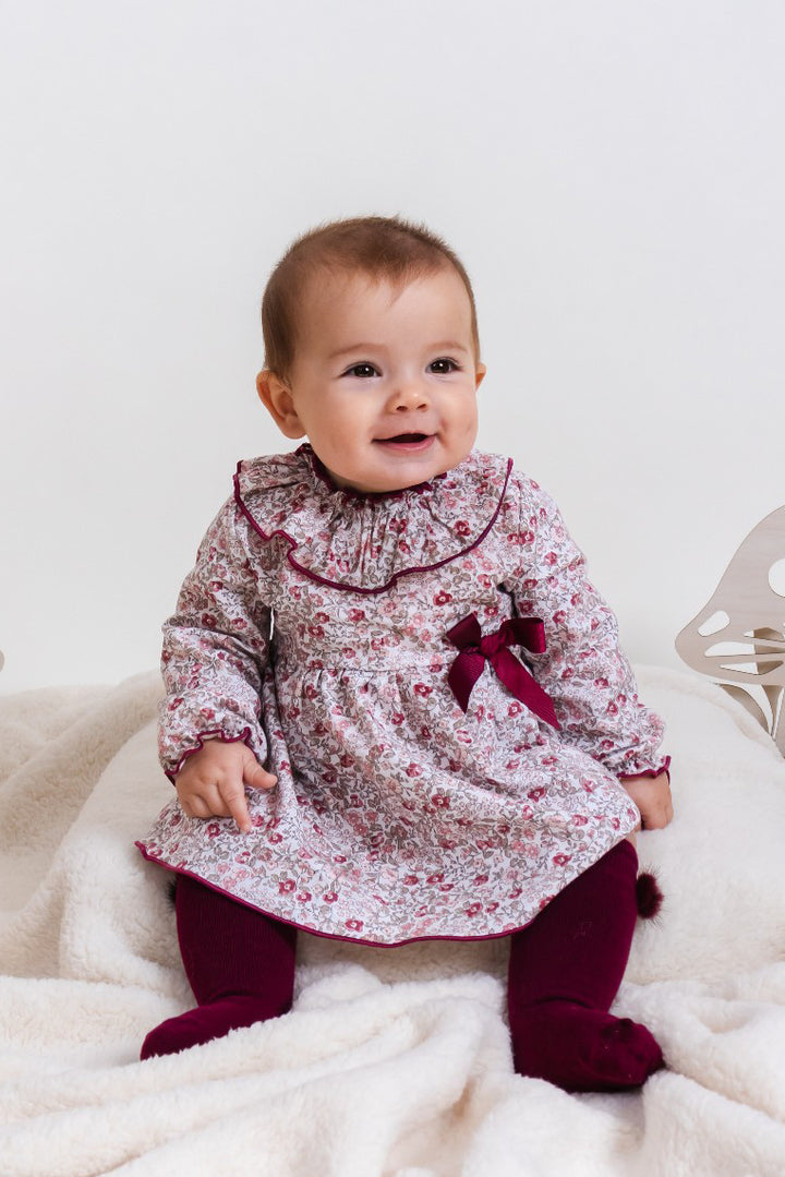 "Lyra" Burgundy Floral Dress